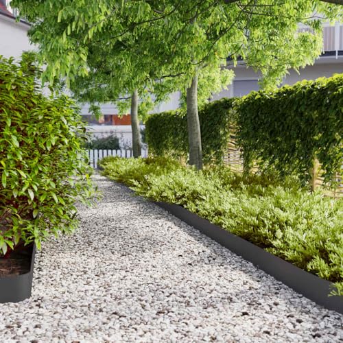 Genérico Bordes para césped 10 uds Acero Laminado frío Negro 15x103 cm,Bricolaje,Vallas de jardín,Ribetes y Bordes para jardín-860142