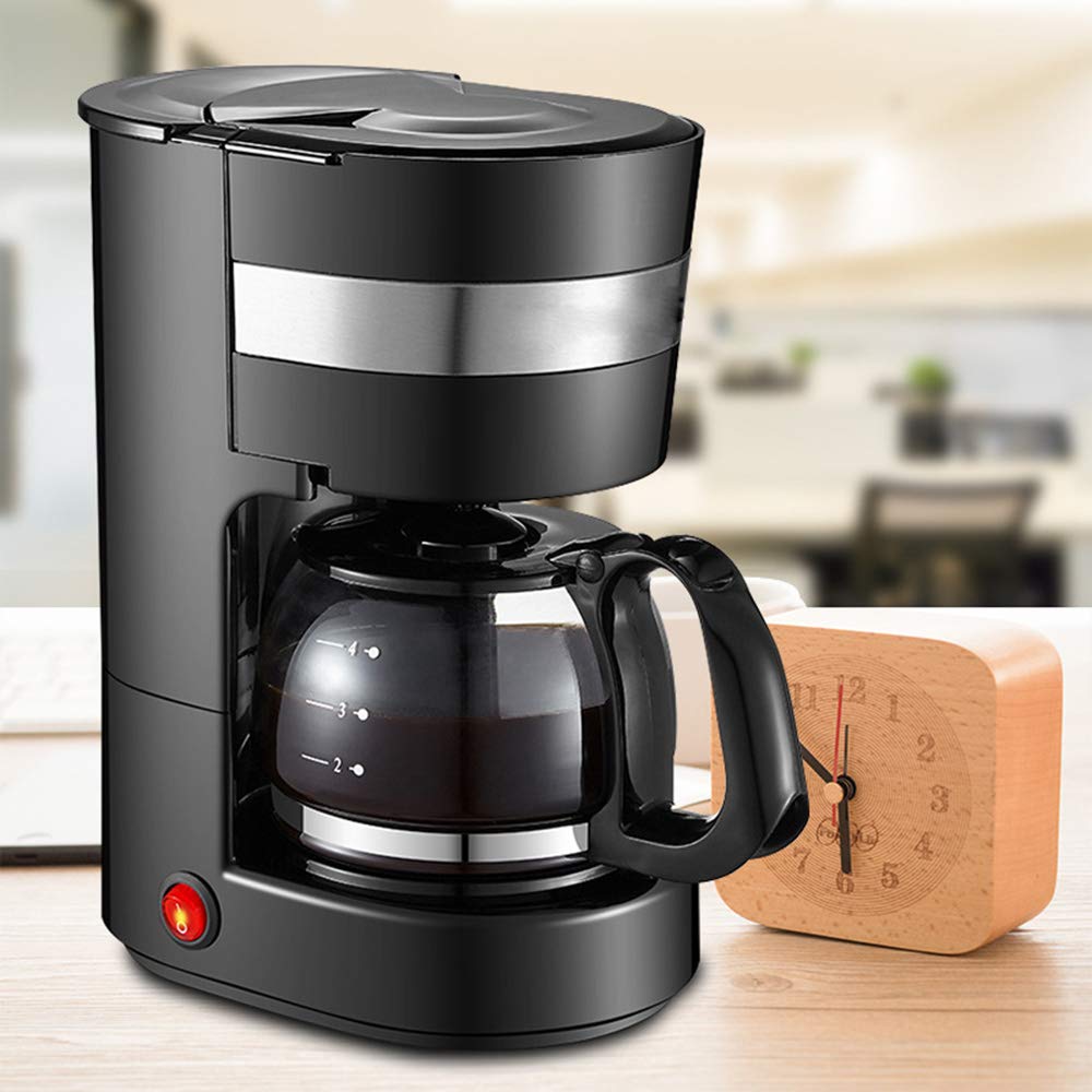 Cafeteras -0.65L Filtro de Precisión Temperatura Constante Inteligente Diseño Antigoteo Olla de Vidrio a Prueba de Explosiones Resistente a Altas Temperaturas 600W 220V, Negro