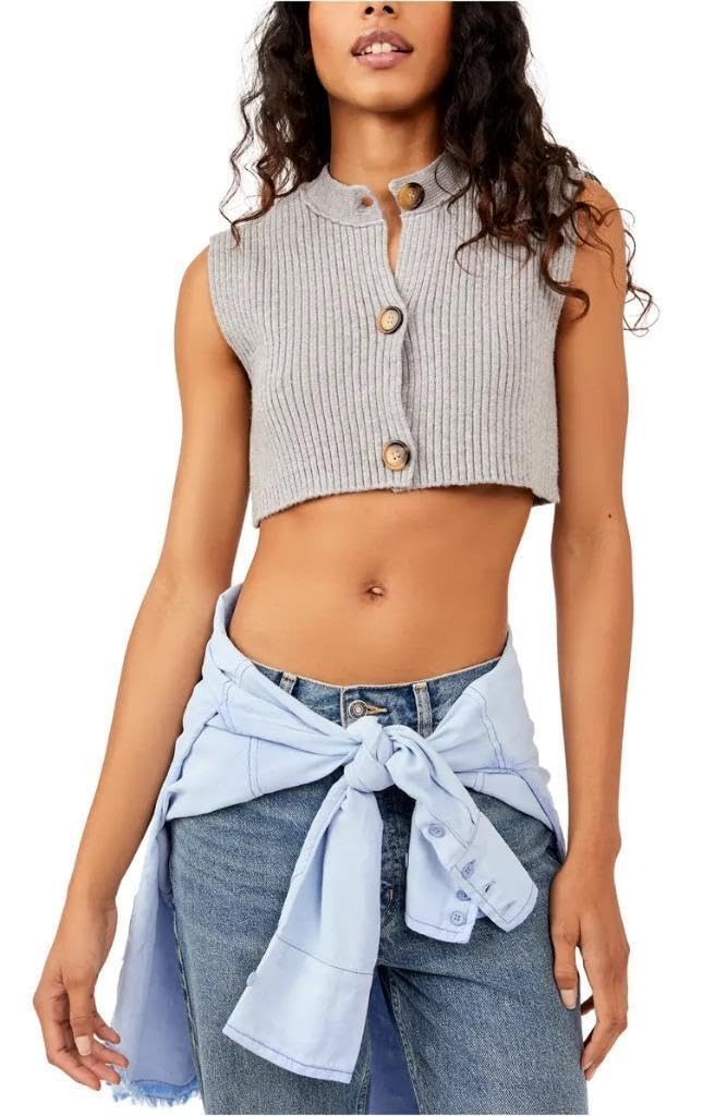 Free People Naiome Rib Vest in Grey Size XS