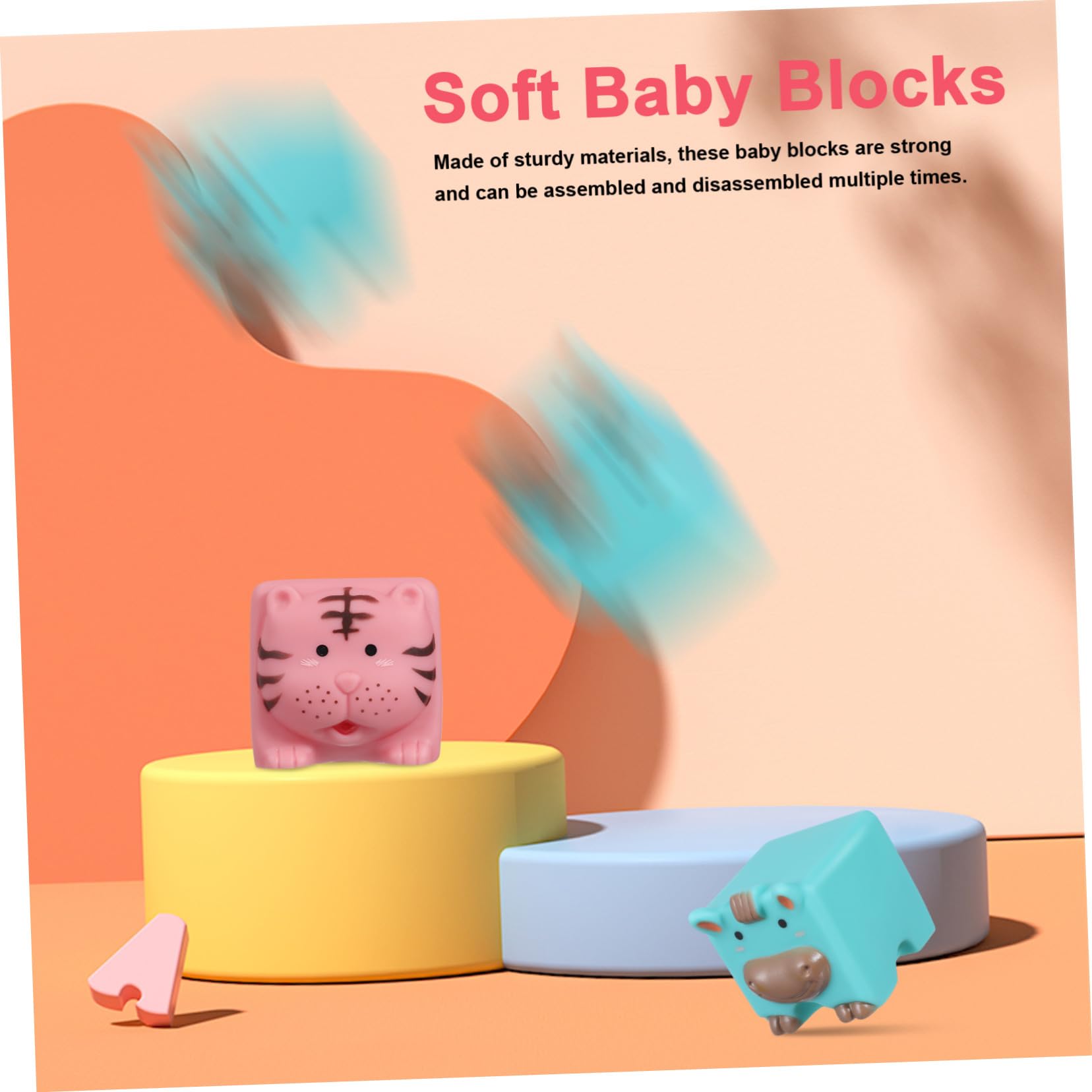 12 Piezas Bloques Blandos de Goma para Bebés Juguetes de Construcción Suaves con Formas de Animales y Números Educativo Seguro para Niñas Incluye Bolsa de Almacenamiento
