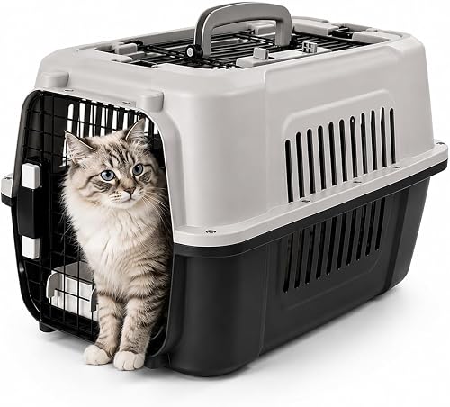 Pet Cat Carrier Hard Sided with Iron Door Ventilation,Top-Load