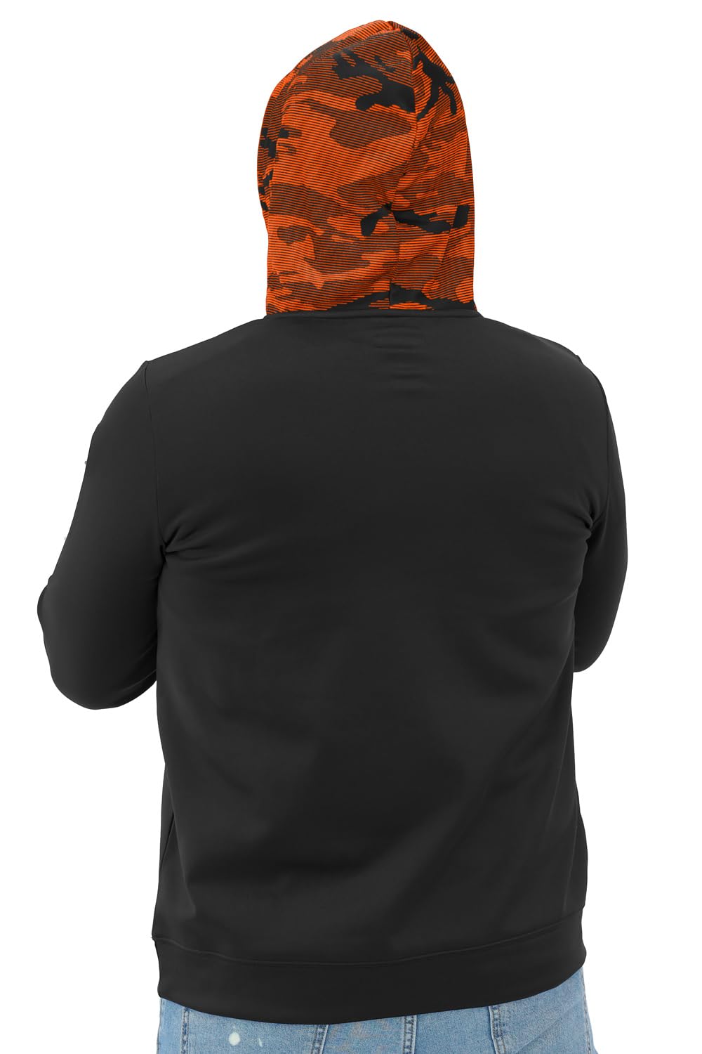 Zubaz NFL Football Men's Solid Team Hoodie with Camo Lined Hood and Sleeve Graphic — view 2
