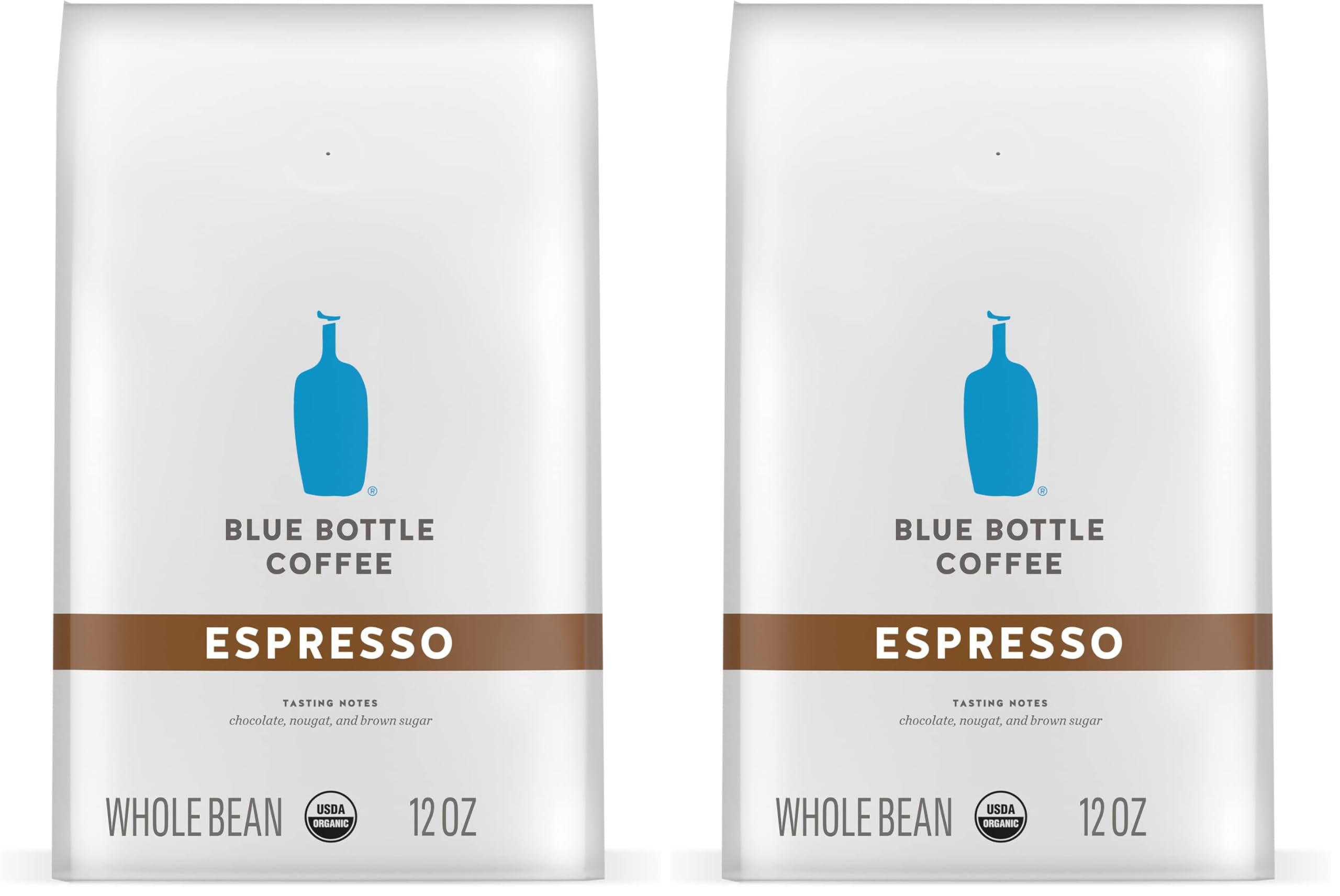 Blue Bottle Whole Bean Coffee, Dark Roast | Organic | Espresso Style | 12 Ounce | Pack of 2