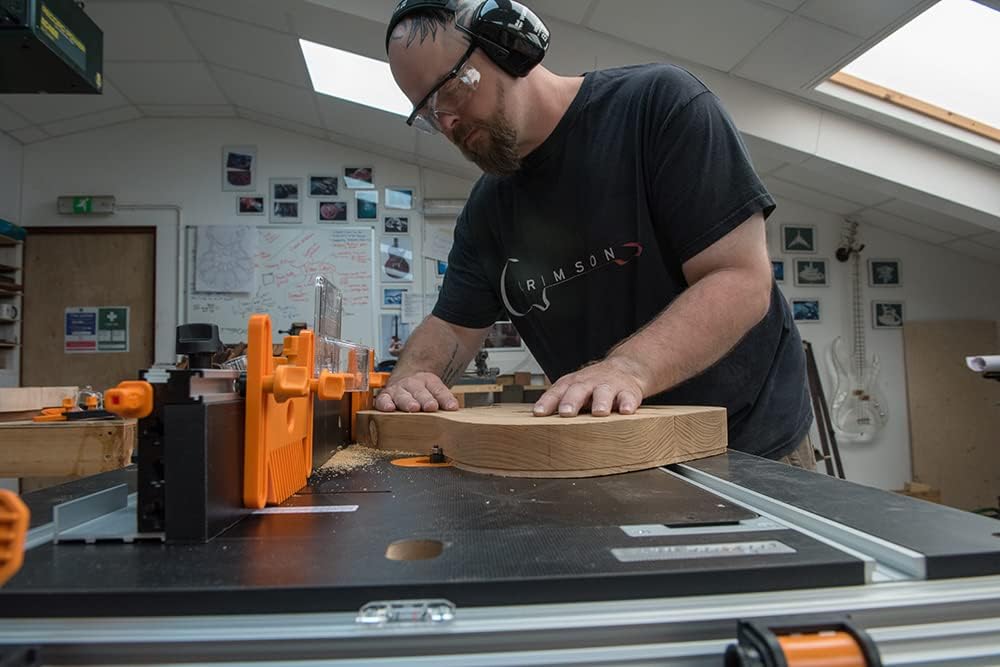 Close-up of a routing cut being made