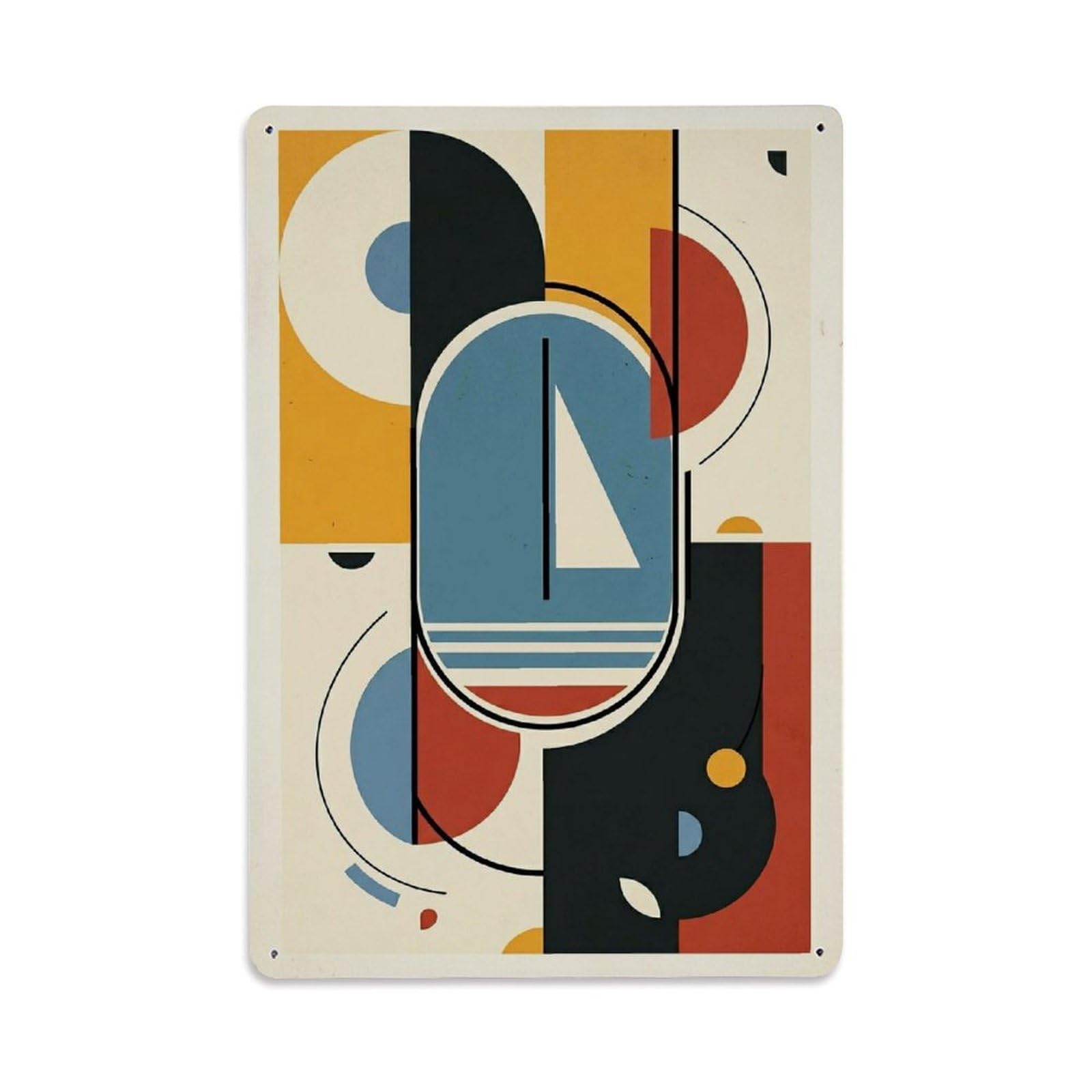 Rounded Forms Modern Sailboat Retro Nautical Blocks Metal Tin Sign Plaque Wall Decor for Cafe, Man Cave, Club Bar, Office, Home Garden Round Metal Poster 8x12Inch