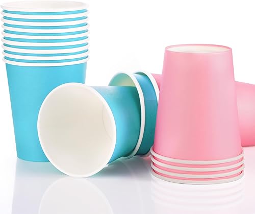 Miniatura 4 de 200 piezas de decoración de fiesta de revelación de bebé, platos rosa y azul, servilletas y tazas para revelación de género, sirve para 50 personas,