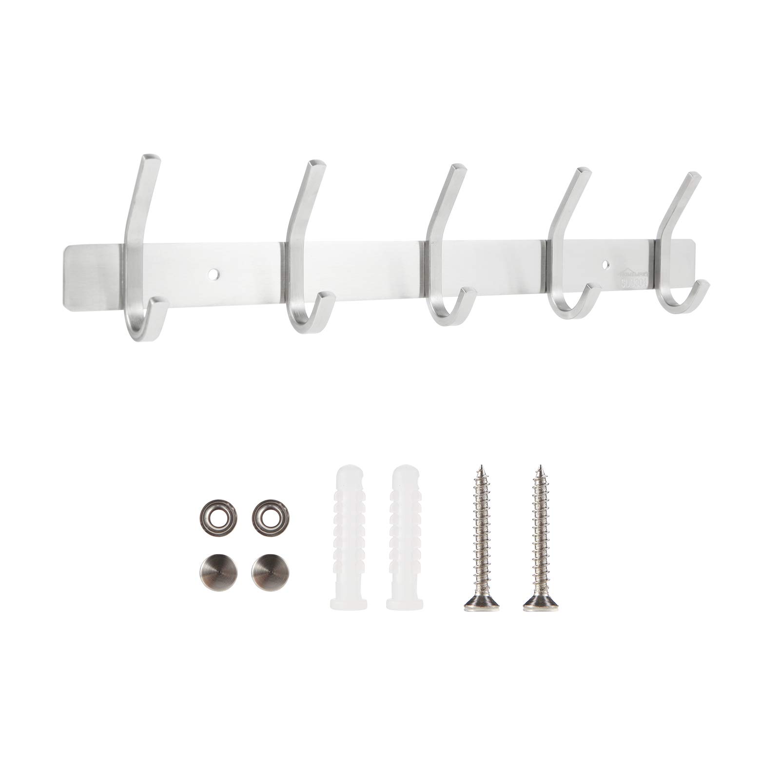 Coat Rack Homemake Towel Hook with 5 Hangers Wall Mounted Heavy Duty Metal Storage Organizer for Bathroom Kitchen Bedroom Door