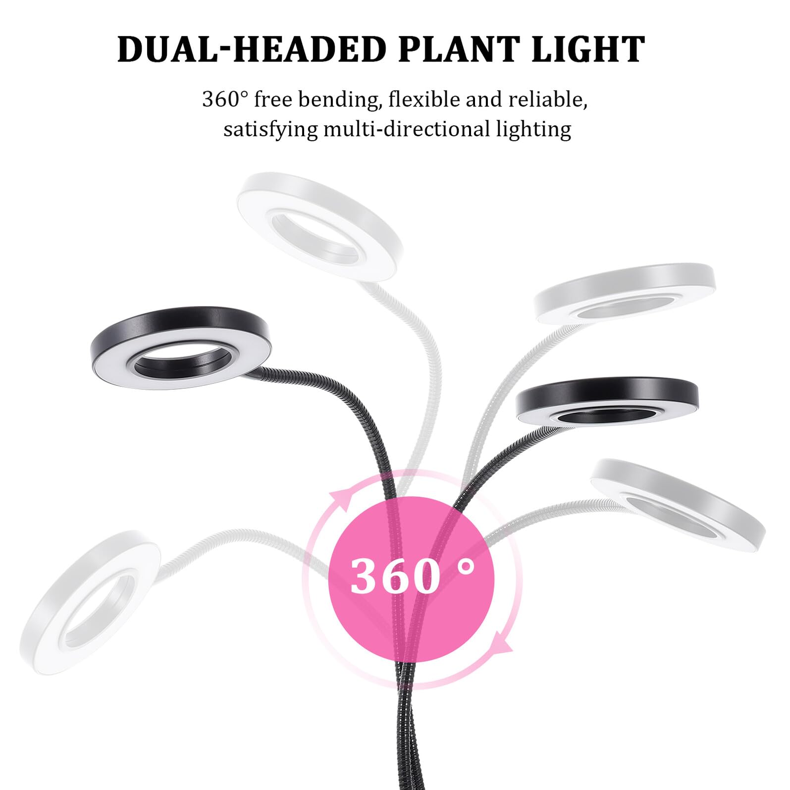 Verstellbare LED Klemm Pflanzenwachstumslampe mit Doppelkopf und Timer