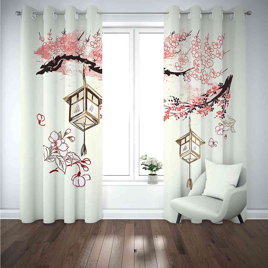 Tenda Oscurante Finestra Termica Isolante Con Occhielli Per Interni Soggiorno 2 Pannelli Tende Oscuranti Bambini Camera Da Letto Finestre 234x230cm 3D Gabbia Per Uccelli Con Fiore Rosso Motivo