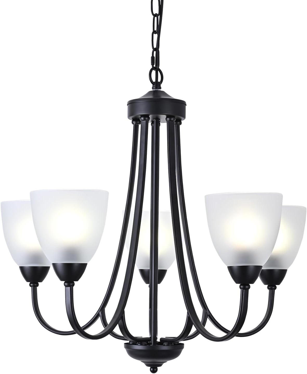 BOZO Farmhouse 5 Light Contemporary Chandelier Black Rustic Kitchen Light Fixtures Ceiling Hanging Mid Century Modern Pendant Lighting for Dining Room Foyer Bedroom Living Room