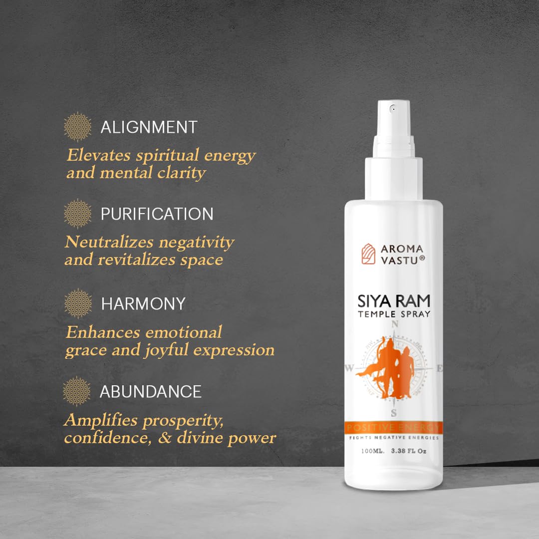 Aroma Vastu Siya Ram Temple Spray | long-lasting | essential oils based Room Fragrance | Pure & Natural-100ml