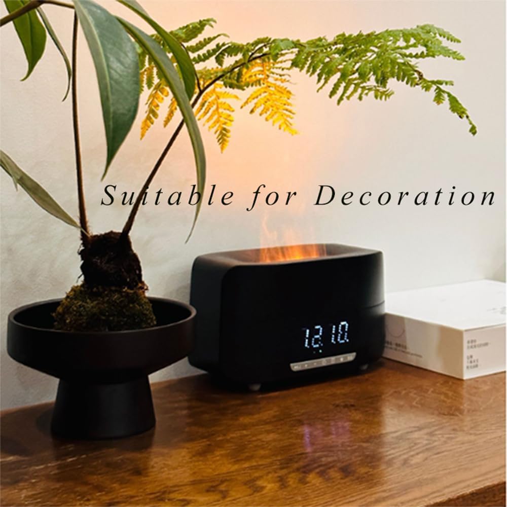 ThreeH Simulation Flame Alarm Clock Auto-off Aromatherapy Humidifier Water Replenishment Device for Gym,Bedroom
