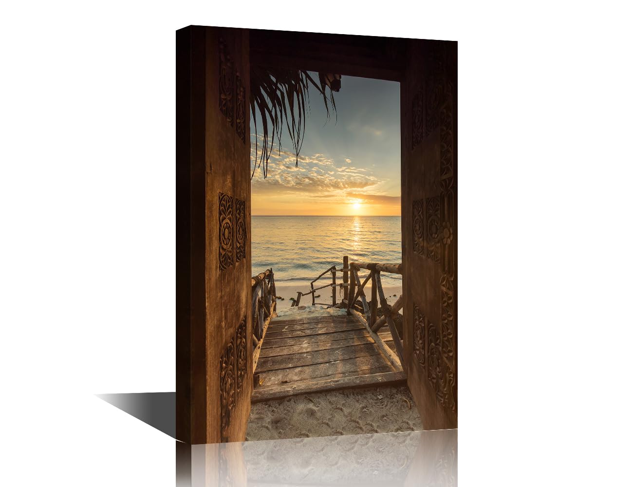 TISHIRON Wall Art for Living Room Zanzibar Scenery Wall Art Beach Paintings Printed Pictures Posters & Prints 1 Panels Sunrise Over the Sea Modern Artwork Ready to Hang for Bedroom Office 24" Wx36 H