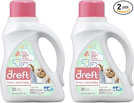 Dreft Active Baby Liquid Detergent, 50.0 Ounce (Pack of 2)