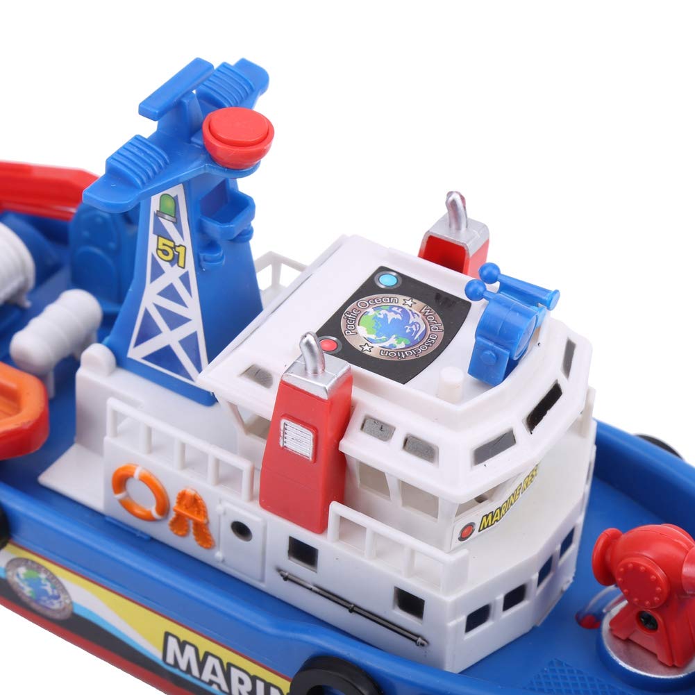 Barco de Juguete para Niños, Barco Rociador de Agua con Sonido y Luz de Flash para Diversión, Plástico Rojo/