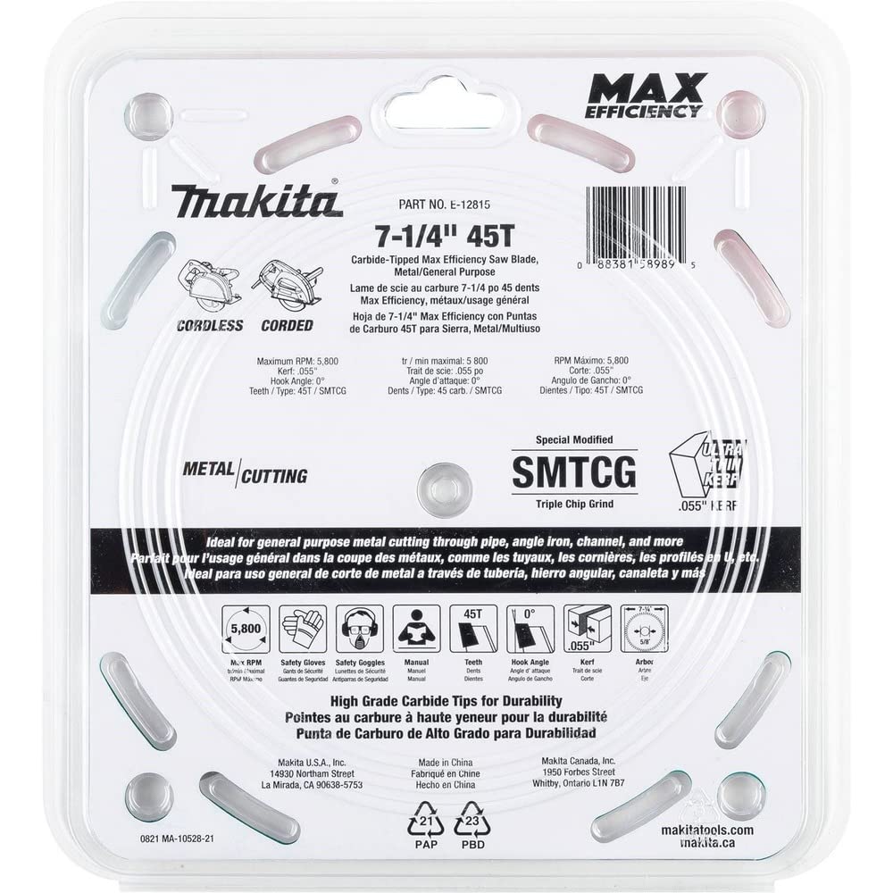 Makita E-12859 Hoja sierra circular Efficut TCT 185x30mm 45 dientes 1,4mm metal