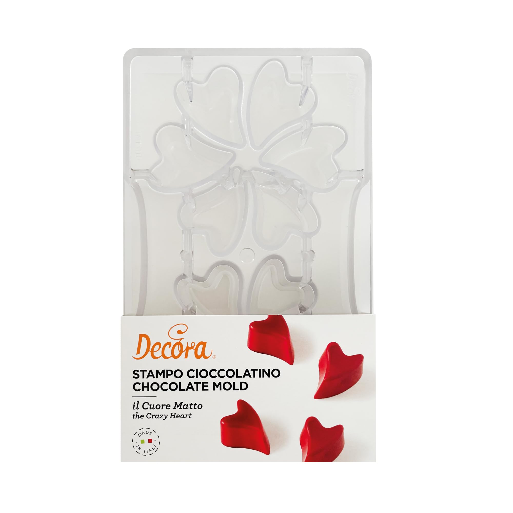 Decora 0050158 Stampo Professionale Cioccolatino a Forma di Cuore Matto, In Policarbonato, 12 Cavità, 30 X 40 mm, Ideale per Realizzare Cioccolatini Lucidi, Design Professionale, Made in Italy