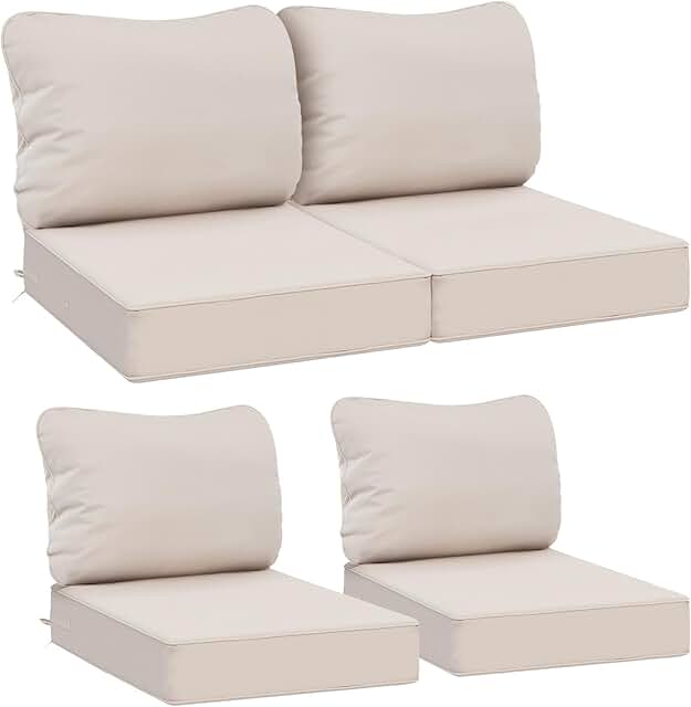 AAAAAcessories Outdoor Deep Seat Cushions, Waterproof, Fade-Resistant Pa...