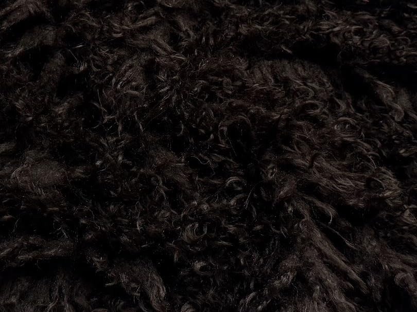 Tissu fourrure d'agneau de Mongolie marron foncé 5m durable pour couture de plaid et manteau