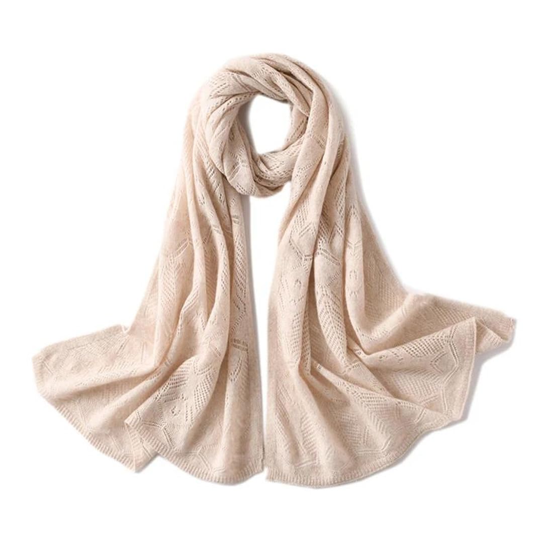 Otoño Invierno Mujeres Cachemira De Punto Bufanda Color Sólido Poncho Hueco Cabos Señora Bufand