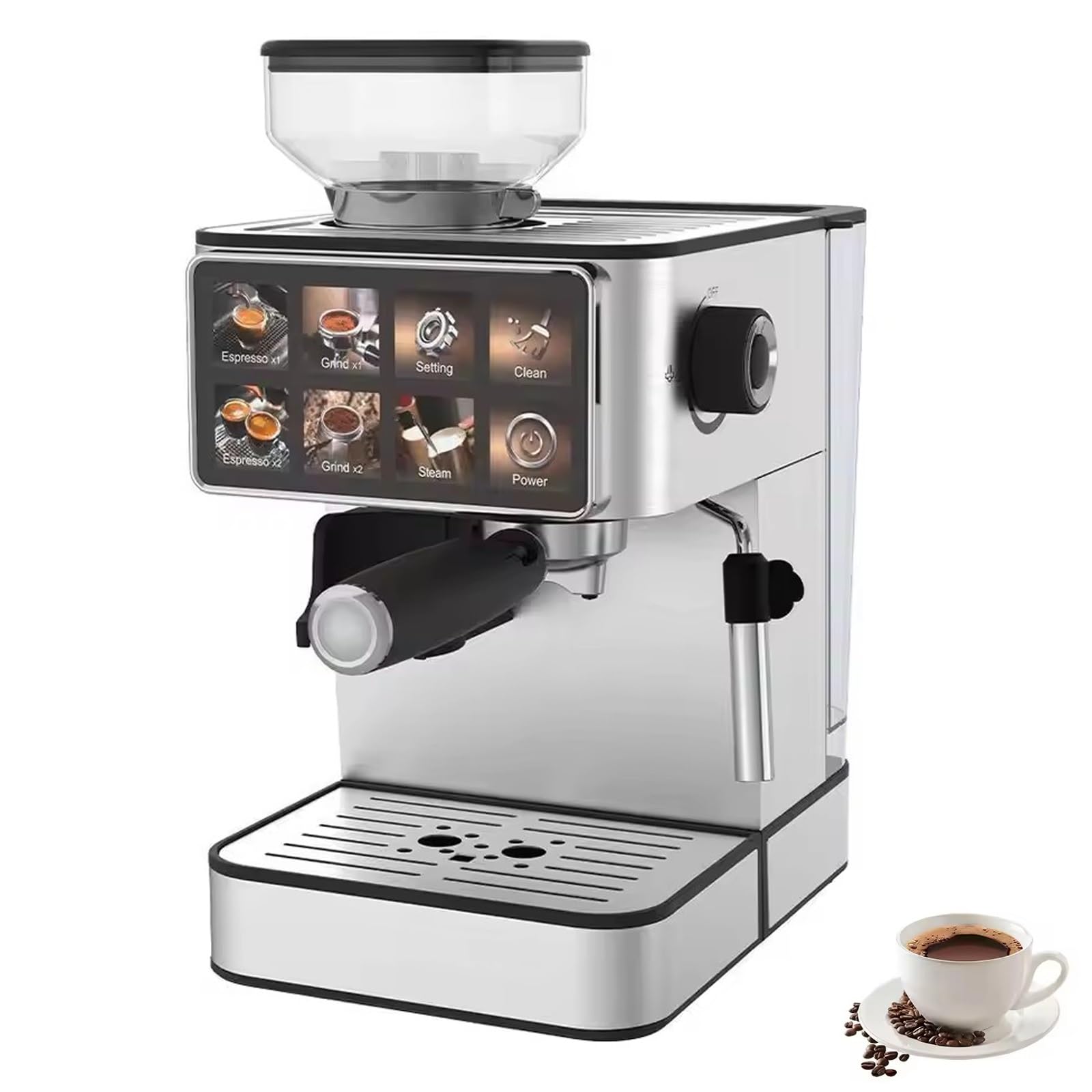 Cafetera Espresso Con Molinillo De 20 Bares, Cafetera Automática Con Molinillo Cónico Y Vaporizador Para Espumar Leche, Ideal Para Espresso, Capuchino, Latte Helado, Cold Brew Y Americano