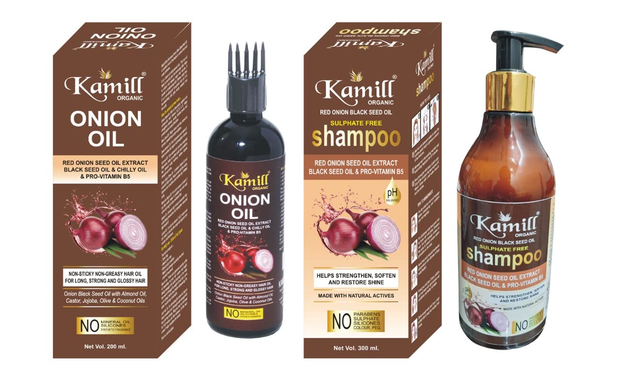 Kamill Red Onion Hair Care Kit/Combo Pack for Hair Fall Control - Onion Shampoo 300ml+Hair Oil 200ml-image-28