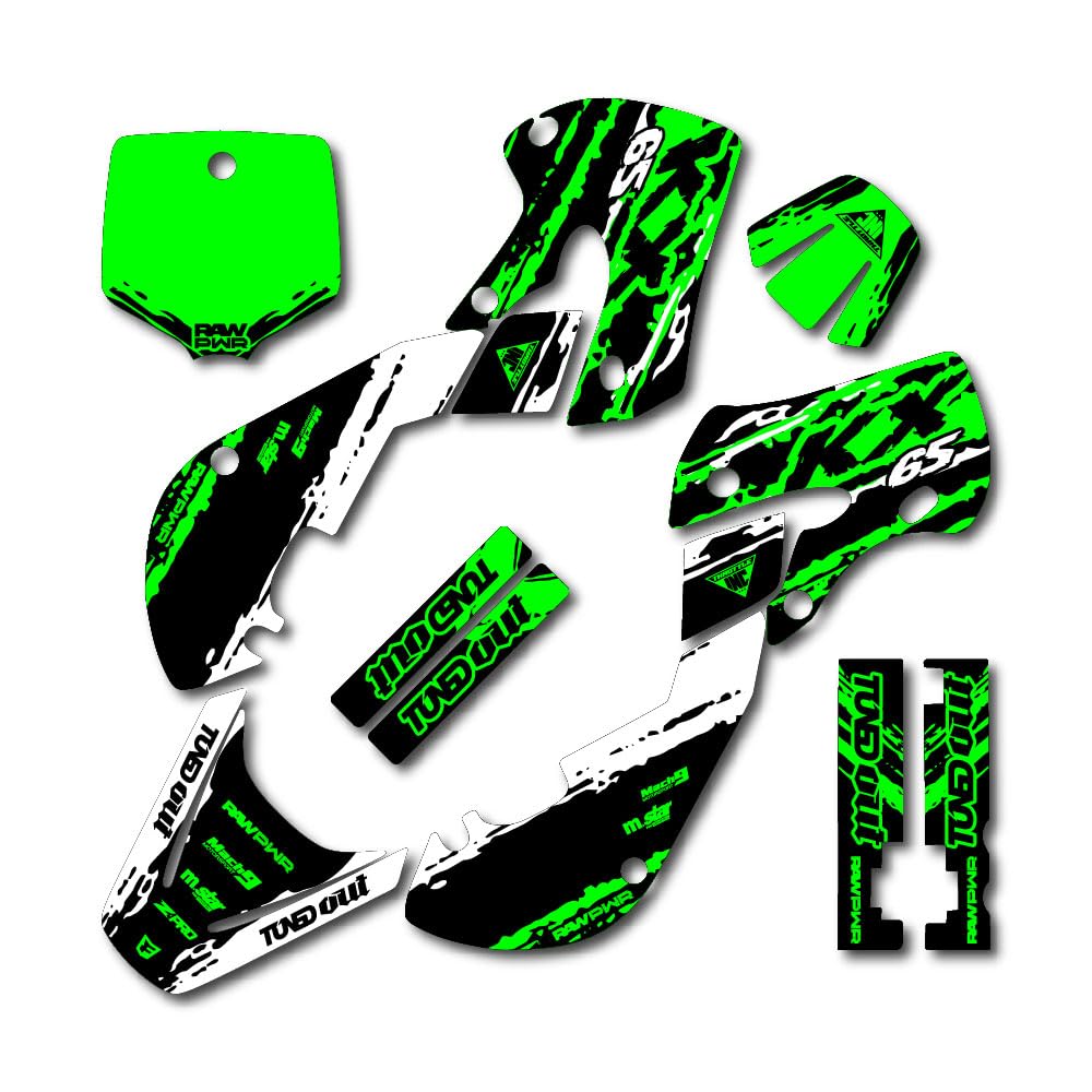 White Green Slick Racing Graphics fits a Kawasaki Kx 65 00-24 Graphic Kit Sticker Kx65 MX