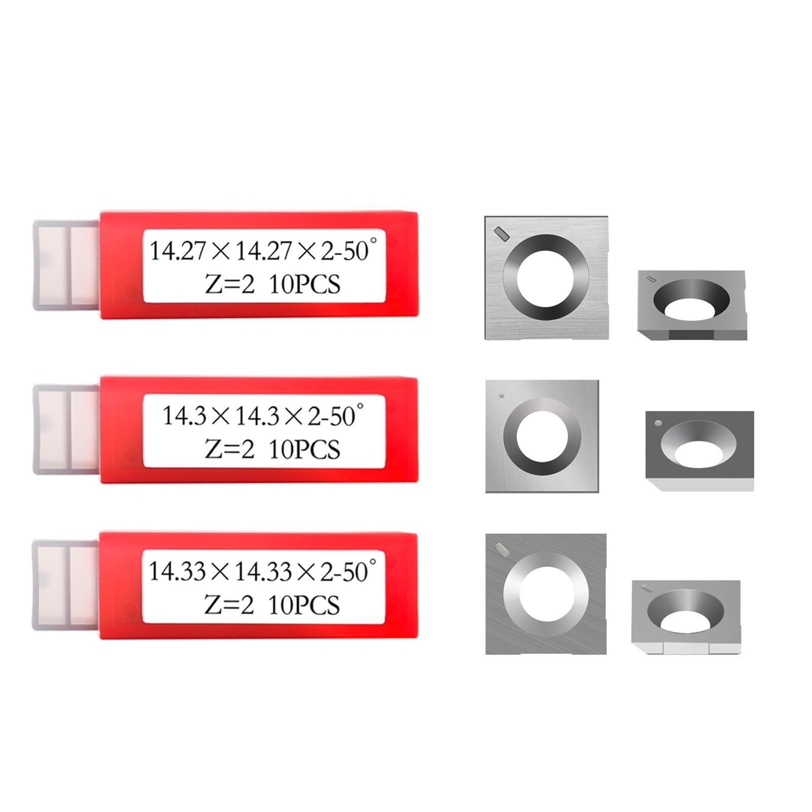 Wymienne wkładki z węglików spiekanych dwuostrzowe 14,27 mm/14,3 mm kwadratowe wkładki z węglika spiekanego do narzędzi tokarskich ze spiralną głowicą szczotkującą (14,3 mm kwadrat 10 sztuk)