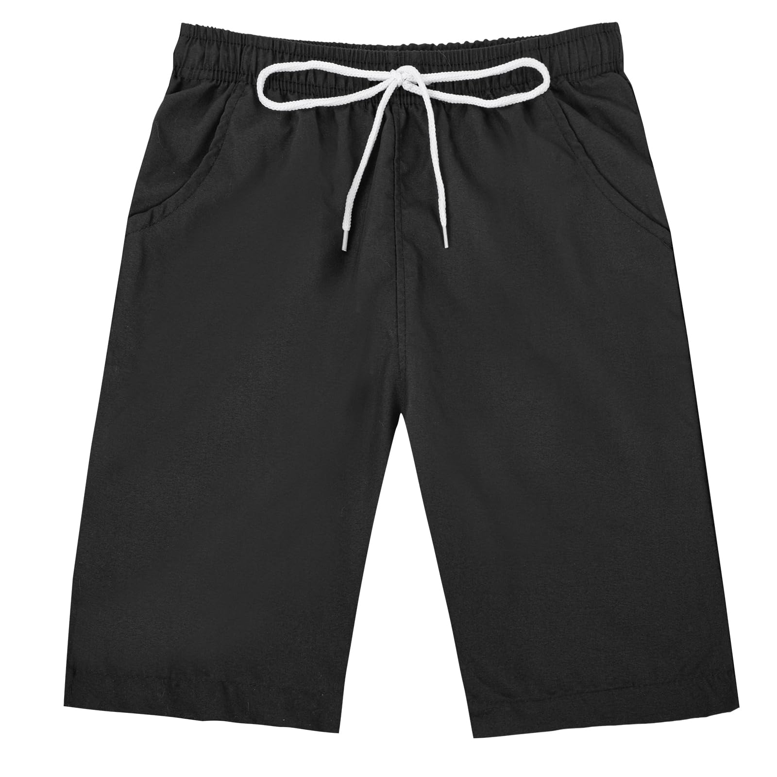 Holimaid Boys Black Swim Trunks Quick Dry Swim Shorts Beach Board Shorts With Drawstring For Swimming Bathing (, 8-9 Years)