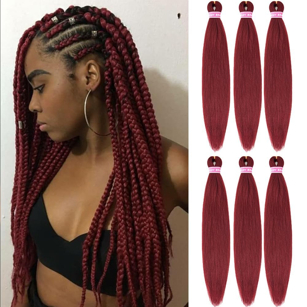 MEZIRU 26 Inch Pre Stretched Braiding Hair 6Pcs/Packs Yaki Straight Braiding Hair Extensions for Braids Synthetic Hot Water Setting Twist Braiding