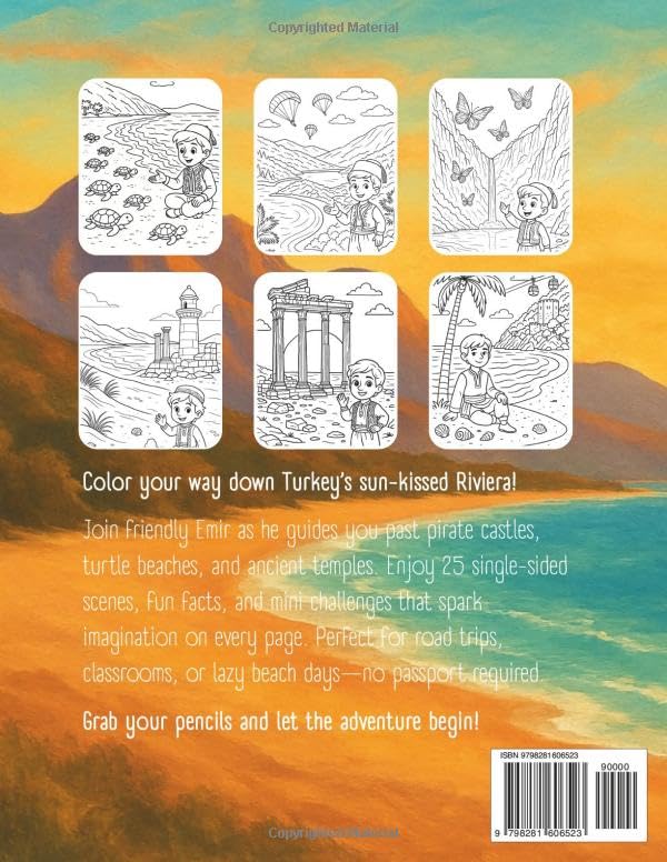Color the Turkish Riviera!: 25 Epic Scenes from Beaches to Castles with Emir (Smart Travel Coloring Books) image 3