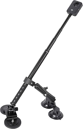 PellKing Kit de montaje de coche para cámara Insta360 DJI OSMO 360, ventosas 4 en 1, montaje magnético con palo selfie invisible de 44.9 in para