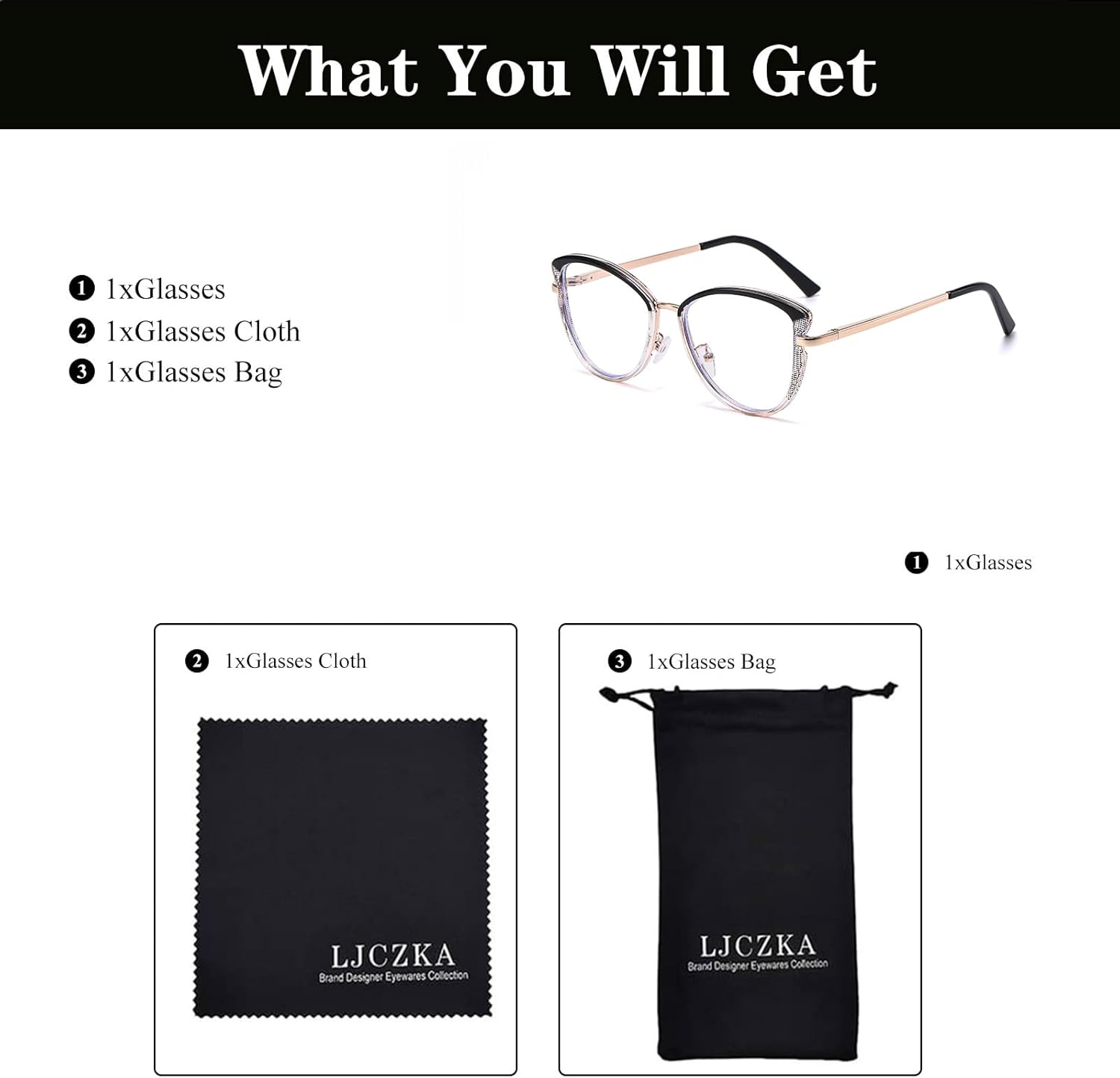 LJCZKA Blue Light Blocking Glasses for Women Cat Eye Computer Gaming Eyeglasses Cateye Metal Frame Anti Eyestrain Clear Lens - Image 5