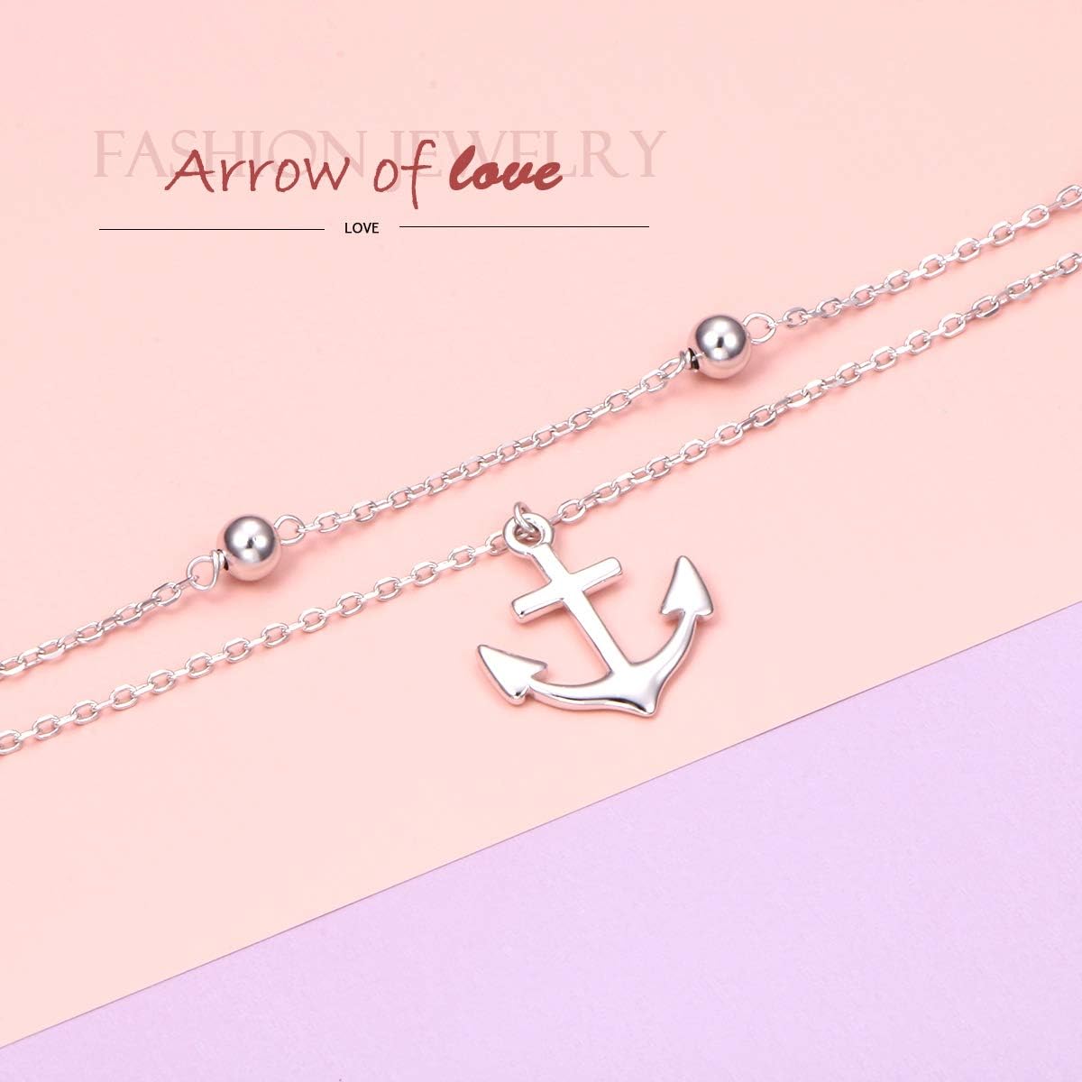 YinShan Anklet for Women S925 Sterling Silver Adjustable Foot Ankle Bracelet - Image 6