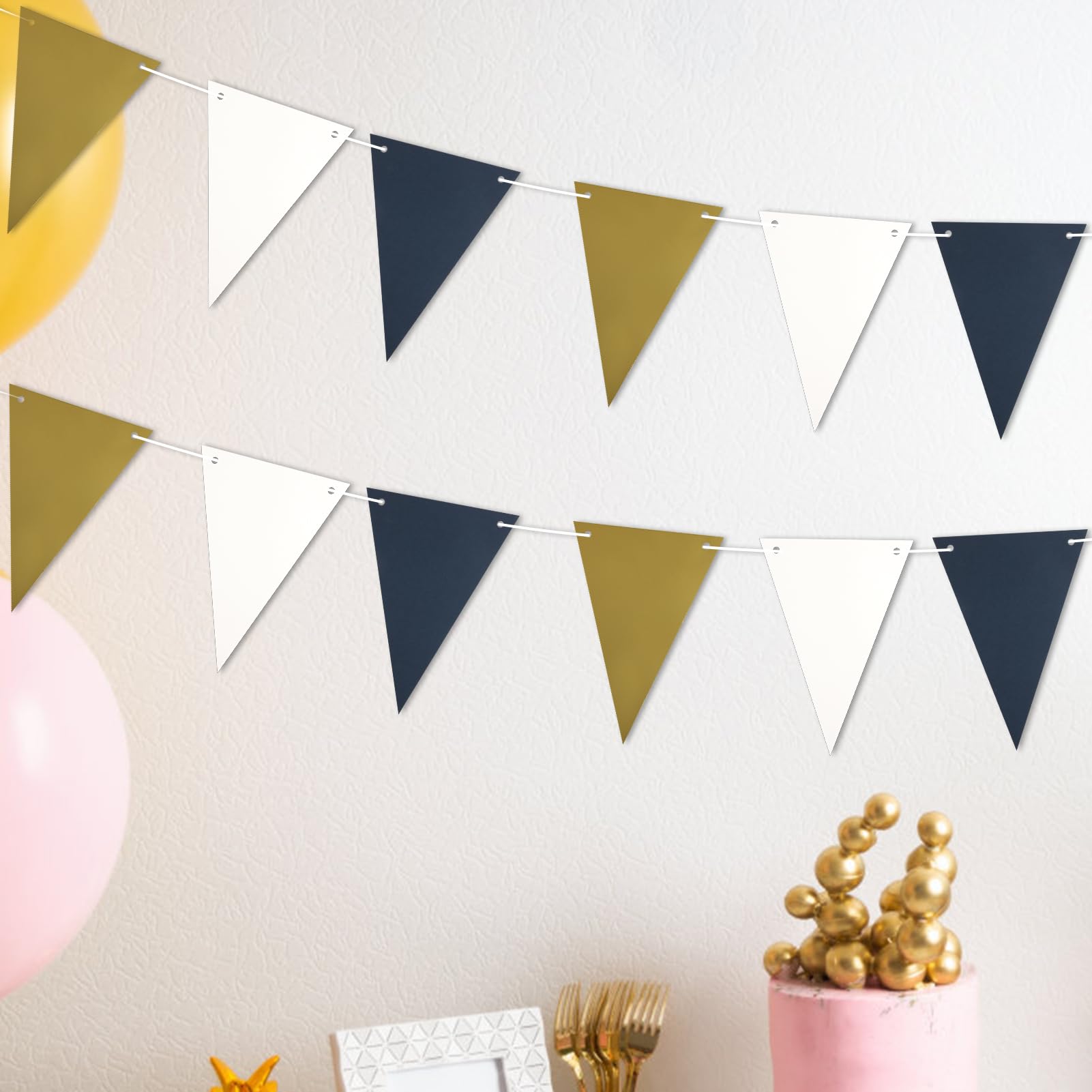 Bunting Decorations, Gold Bunting Blue Bunting, Garden Bunting Outdoor, Paper Bunting for Party Bunting Decorations Graduation Banner Graduation Party Supplies