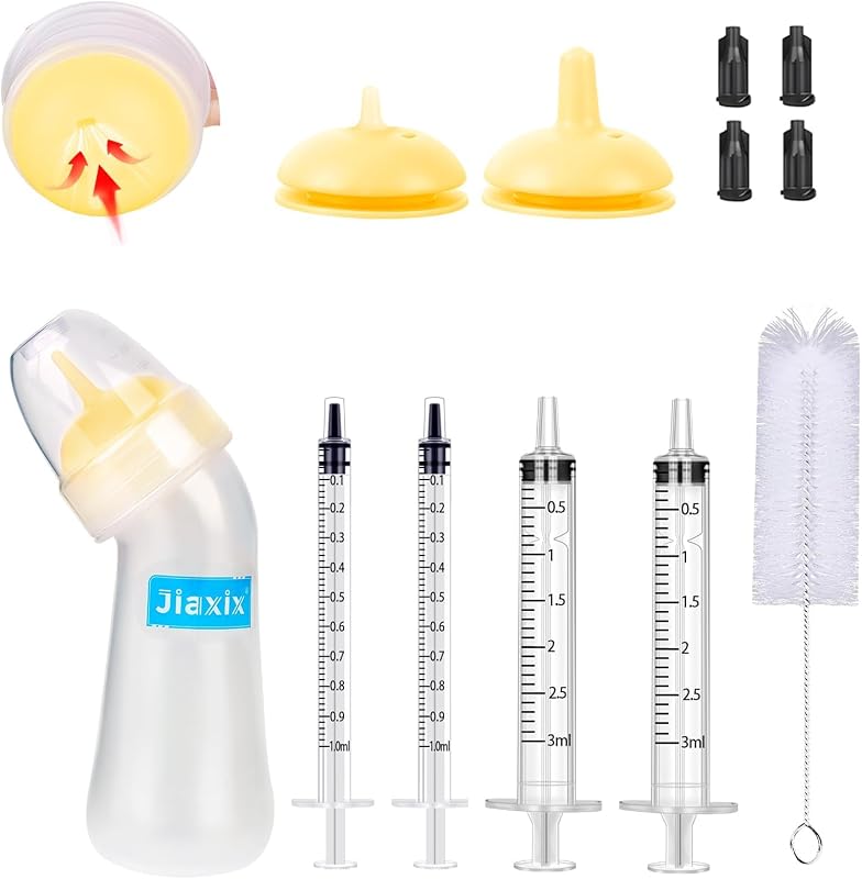 Kit de Mamadeira para Amamentação de Gatos e Pequenos Animais Jiaxix Amarelo 90 mL