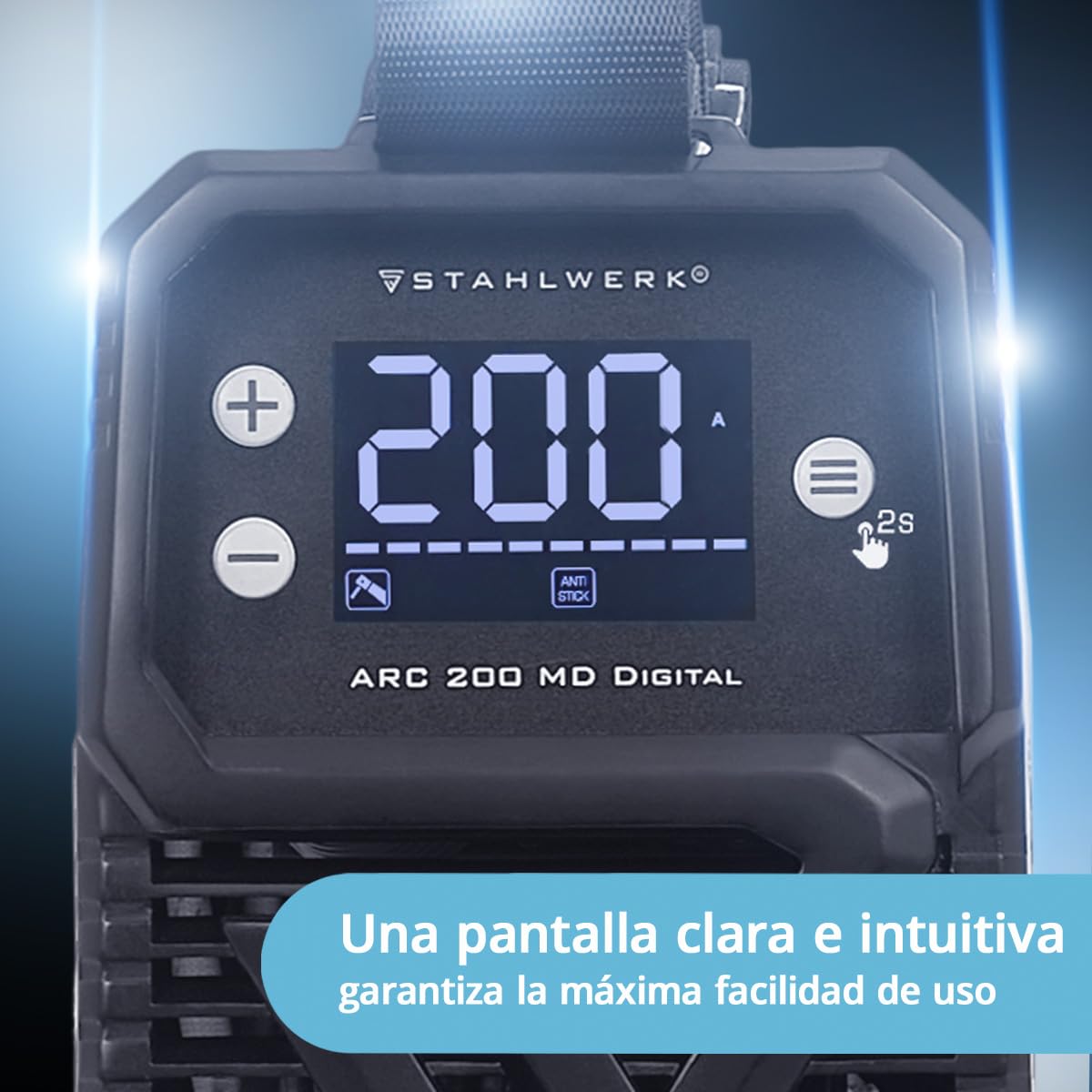 STAHLWERK Soldadora de electrodos ARC 200 MD Digital – Equipo completo con carro – Máquina de soldar MMA/Electrodo & Lift-TIG (DC) hasta 200 A, uso flexible sin gas, ARC-Force, Hotstart, Anti-Stick | MMA (E-Hand) & Lift-TIG (DC) hasta 200 A, flexible sin