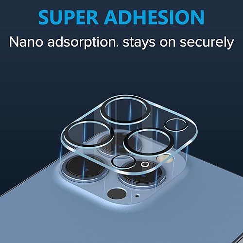 Miniatura 6 de Paquete de 3 Protector de lente de cámara de vidrio templado para iPhone 13 Pro de 6.1 pulgadas y iPhone 13 Pro Max de 6.7 pulgadas, cubierta ultra