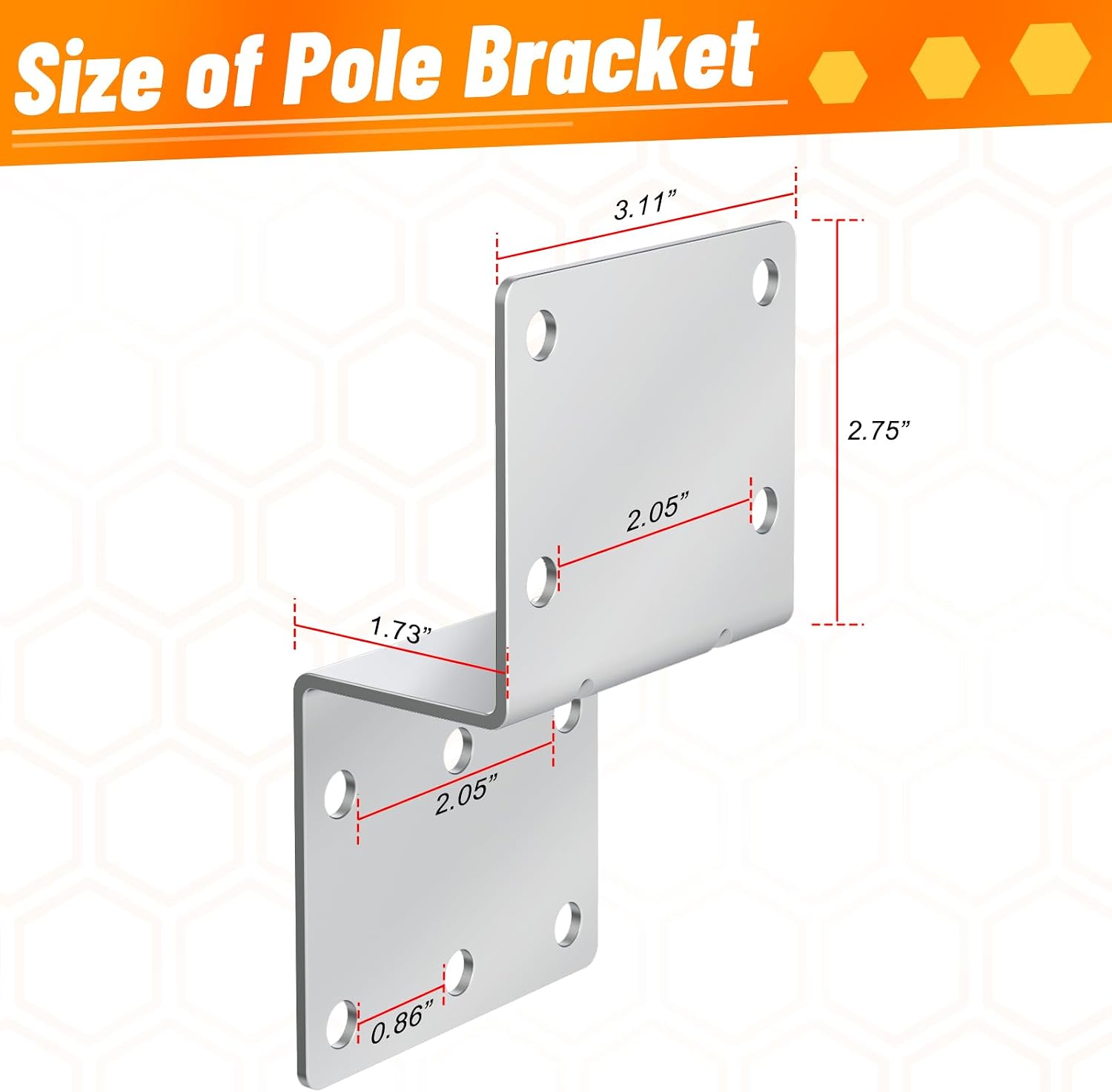 Antenna Pole Mount Accessory with Double U-Bolts, Outdoor Antenna Mast Mount Bracket for Weather Station, Yagi, Signal Booster and Expansion Kit Installation (Pole Length 15 3/4" and OD 1 1/4")