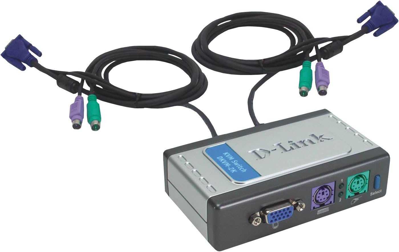 D-Link DKVM-2K 2-Port KVM Switch, Desktop, Built-in Cables