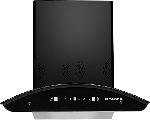 Faber 60 cm 3 Way Silent Suction, AutoClean Chimney (1298 m3/hr HOOD PREMIA 3D PLUS IND HC SC BK 60, Baffle Filters, Touch & Gesture Control, Black)