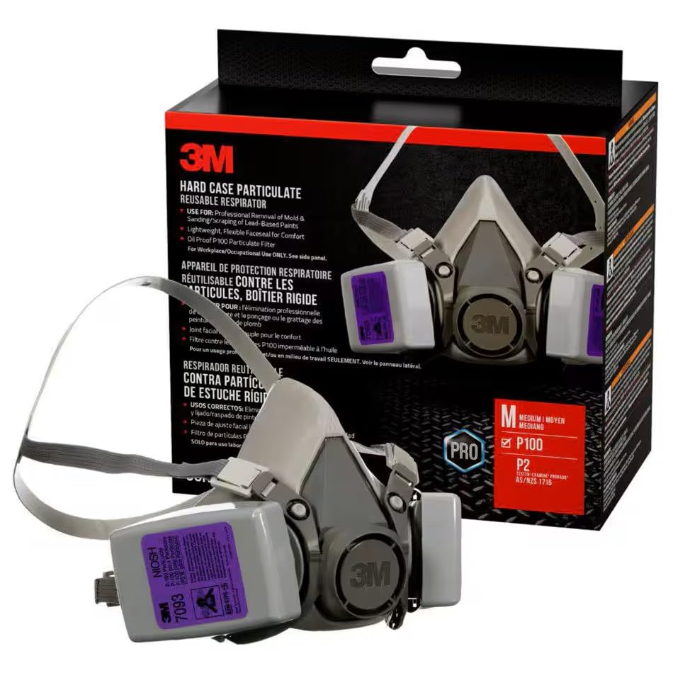 3M 4-Pack of Medium 62093HA1-C Tekk Protection Lead Paint Removal Respirator