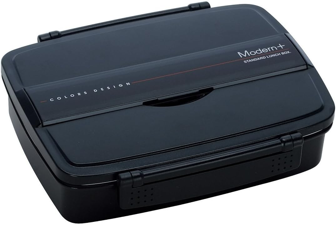 Skater Japanese Modern/Traditional Compartmental Bento Box, Chopsticks, Black, 870 ml