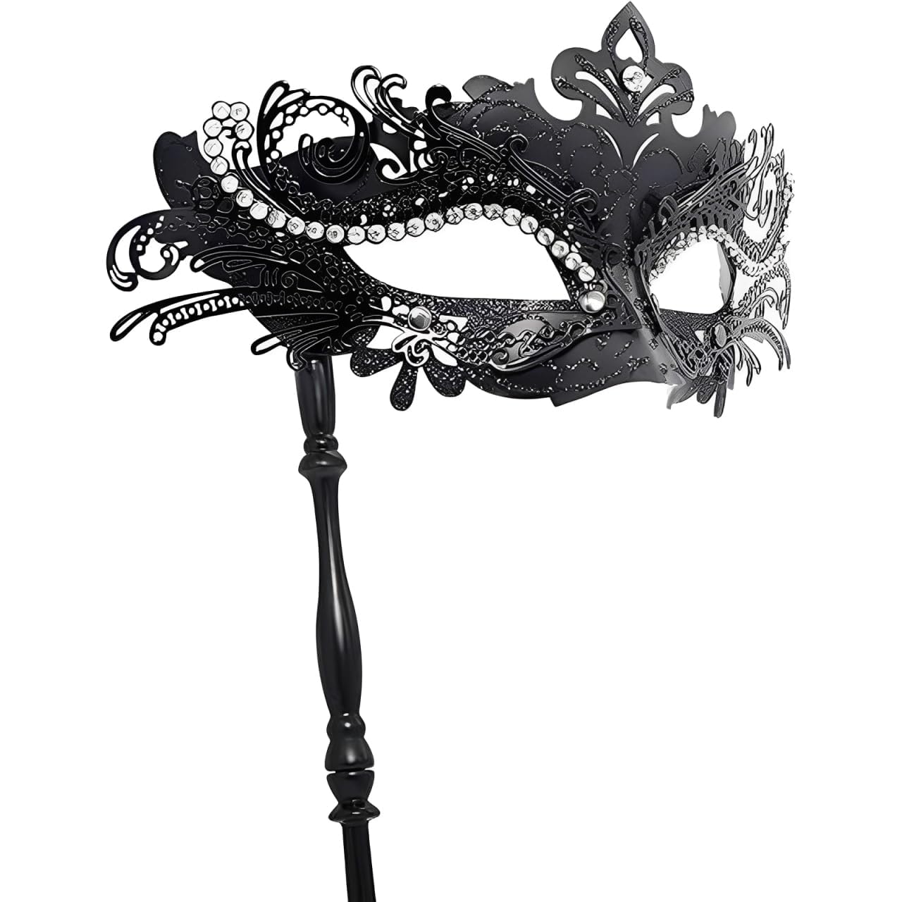 QhgPnt Black Masquerade Mask with Stick for Women