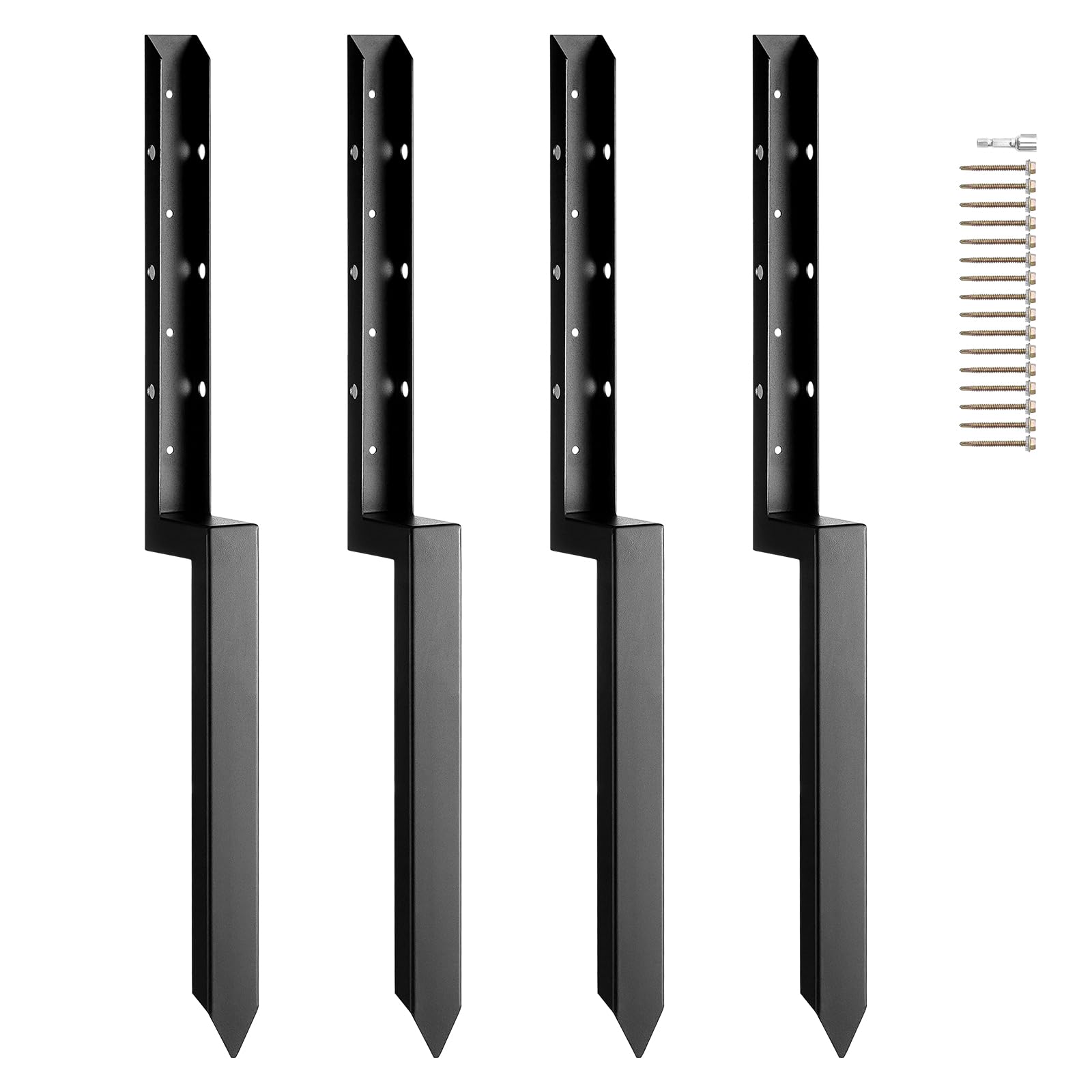 VEVOR Kit de Reparación de Anclajes para Postes de Valla, 4 Estacas de Soporte para Postes de Valla de Acero Resistente, Estacas de Anclaje para Reparación de Postes de Valla de Madera Rotos