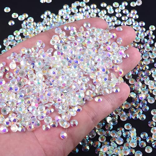 Image of 1440 Pieces SS20 /4.6-4.8mm Clear Crystal Flat Back Brilliant Round Rhinestones Glass Stones Glitter Gems Transparent Crystals Diamond (Clear AB).