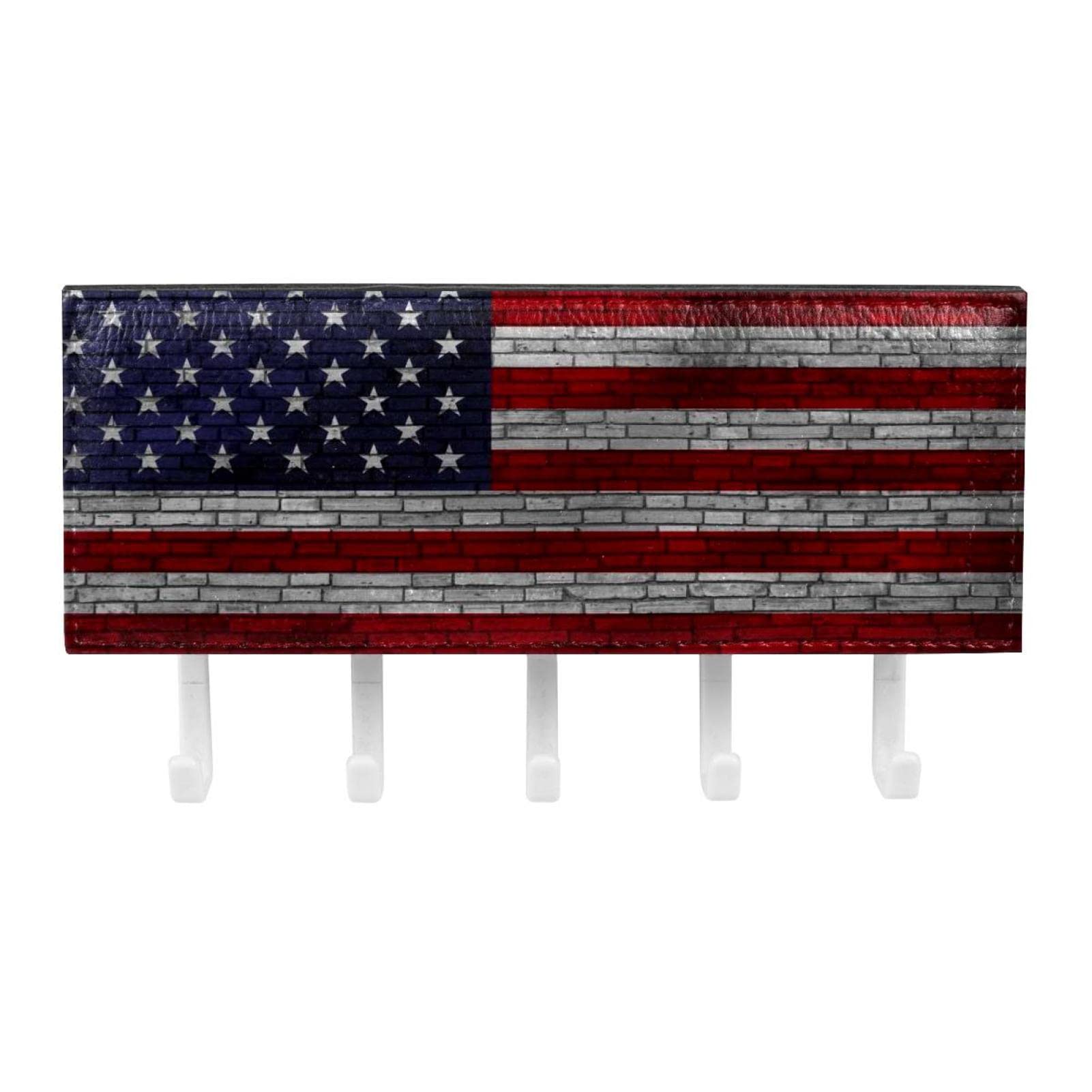 Portachiavi Da Parete Decorativo Bandiera Americana – Con Ganci E Accessori Per Montaggio