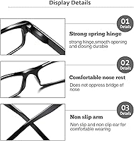 Vista 10 de BIENCOOL 6 Pack Reading Glasses Traditional Frames for Men and Women Readers with Spring Loaded Hinges 6 Pack Black