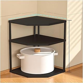 鍋フライパン収納 キッチン コーナーラック 鍋収納 鍋ラック キッチン収納 蓋置き 食器棚収納 簡単に洗える 組み立てが簡単 多機能収納ラック 小物置き 鍋蓋置き 調味料収納ラック フライパンラック (ブラック,3段)