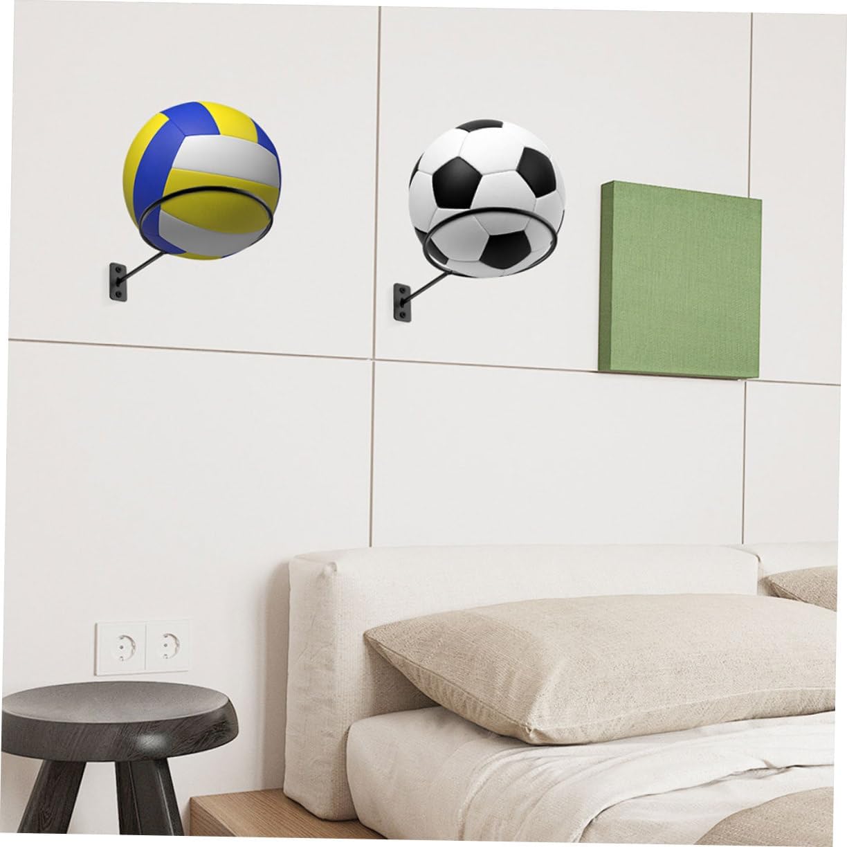 8pcs Wall Mounted Basketball Holder Rack Durable Sports Ball Storage for Football Volleyball Rugby and Soccer Space Saving Design for Home and Garage